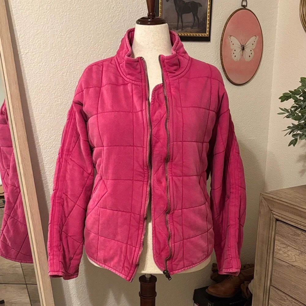 Free People Quilted Dolman Sleeve Jacket-Hot Pink-Size Medium RARE